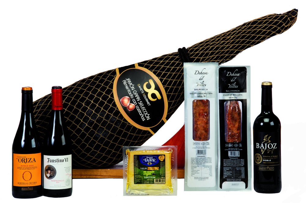 Caja Jamonera con Jamón Gran Selección Alimentado con Castañas — Ref. 510