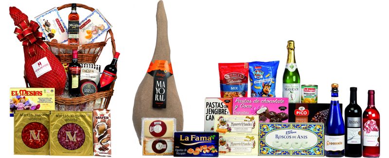 Cesta 2 Pisos Mimbre Surtida con Paleta Ibérica de Cebo de Salamanca — Ref. 407